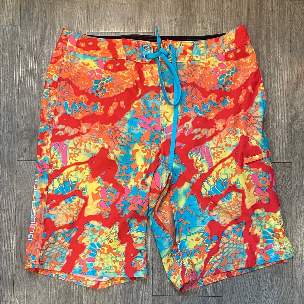 Huk Vibrant Red and Blue Men's Board Shorts